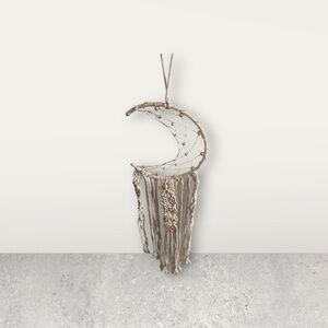 Anthropologie Crescent Moon Wall Hanging in Cream and Brown